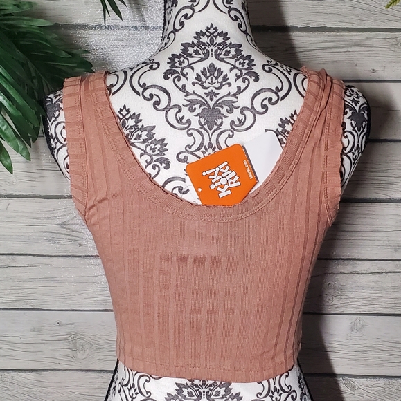 Knit Ribbed Crop Top in Caramel- KikiRiki NWT! - Picture 2 of 11